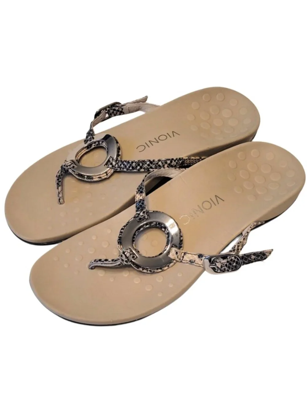 Vionic Karina Snake Print Thong Sandals